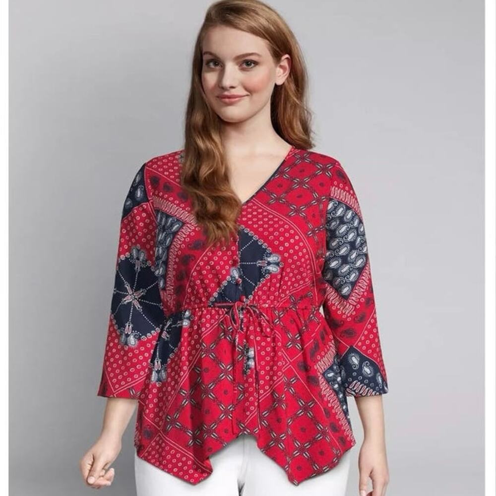 Lane Bryant NWT Bandana Print 3/4 Sleeve Blouse Tunic Top size 14/16